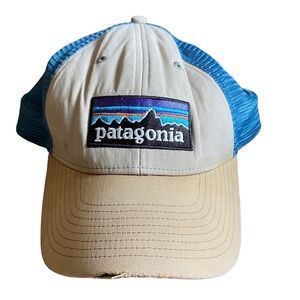 Patagonia P-6 Logo Trucker Hat w/mesh back & adjustable - well loved condition
